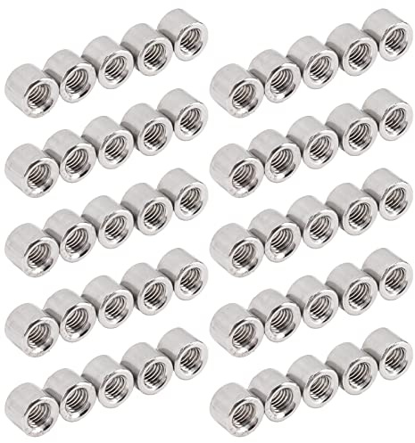 50 Stück M6 Runde Überwurfmutter, Runde Überwurfmutter, Überwurfmutter, Runde Verbindungsmutter, 304 Edelstahl-Überwurfmutter, Innengewinde, Stangenbolzen