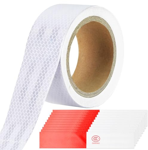 YFLeomry Reflektorband Weiß 20mx5cm Wasserdicht Reflektierendes Klebeband | Selbstklebend Warnklebeband, Reflektorband Selbstklebend, Reflektor Klebeband, für Fahrzeuge, Autos, Anhänger, Draussen