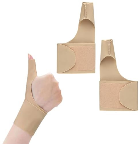 Changyeah Guaina elastica per il polso, 2 pezzi, fascia per pollice destra sinistra, per sindrome del tunnel carpale, per polso (colore della pelle)