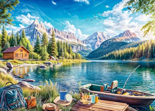 Puzzles 1000 Pieces for Adults jigsaw puzzles for adults-River fishing-1000 Piece Puzzle Classic Educational Games Beautiful Decoration Puzzle