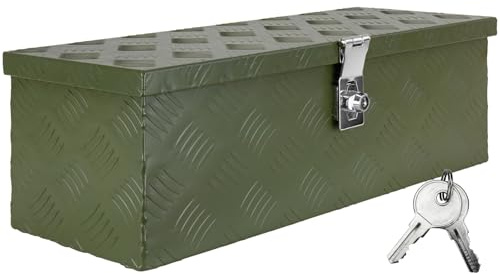 Trucky Deichselbox Grün Werkzeugkasten Truckbox Anhänger Kiste Abschließbar Alubox Transportbox Werkzeugbox Aluminium Aufbewahrungsbox