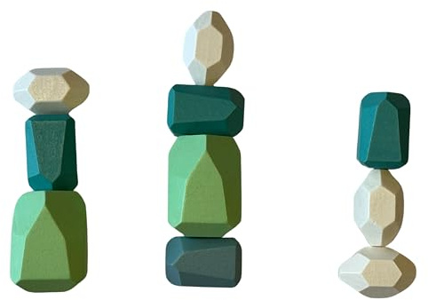 NOREO Pietre in legno impilabili – Gioco di equilibrio Montessori – Giocattolo educativo per bambini – Rocce in legno naturale – Sviluppo delle capacità motorie e della creatività – (10/15/20/36 pezzi