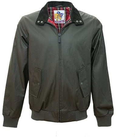 Harrington Blouson en coton waxé kaki