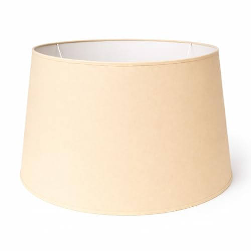 50 cm Empire-Form - Stofflampenschirm – Handgefertigter Baumwoll-Lampenschirm mit weißem Innenfutter – Konischer Lampenschirm für Tischlampen & Stehlampen (Creme)