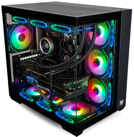 EPC View 380 ATX Mid-Tower Panoramic Professional Gaming PC Barebone fodral med BTF-moderkortsstöd, 10 ARGB Forward and Reverse Direction 120 mm PWM Infinity Fans med 3 års garanti