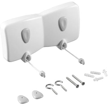 Metaltex Malaga 2 Line Air Dryer - Wall-mounted Laundry Dryer with LDPE Coating - Clothesline for Small Spaces and Flats White, 23 x 13 x 3 Centimetres