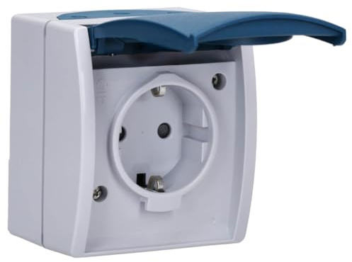 Busch-Jaeger 20 EBW-53 SCHUKO Steckdose mit erh. Berührungsschutz | Thermoplast Grau ocean IP 44 2CKA002083A0842