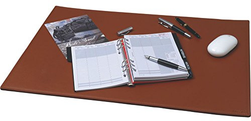 ALASSIO 52001 Schreibtischunterlage Leder, cognac-braun | Unterlage 65 x 45 cm, Lederunterlage rutschfest, Schreib- & Bastelunterlage us echtem Leder