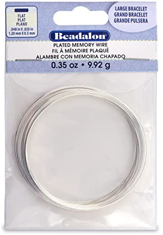 Beadalon Memory Flat Wire - Large Bracelet, Silver Plated, Approx. 12 coils