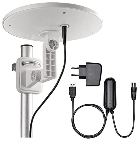 EMOS J0664 Digital-Antenne für Außen, Empfang von FM/DAB/DVB-T/DVB-T2, integrierter LTE-Filter, VHF/UHF, 360° Empfangswinkel, horizontale und vertikale Polarisation, UV-beständig, wetterfest