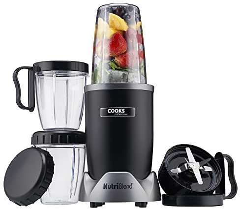 Cooks Professional Nutriblend Smoothie Maker Blender | 1000W | 9 piece Accessory Set | 3 x Tumblers | Smoothie Maker | Nutrition | Powerful | Black/Grey