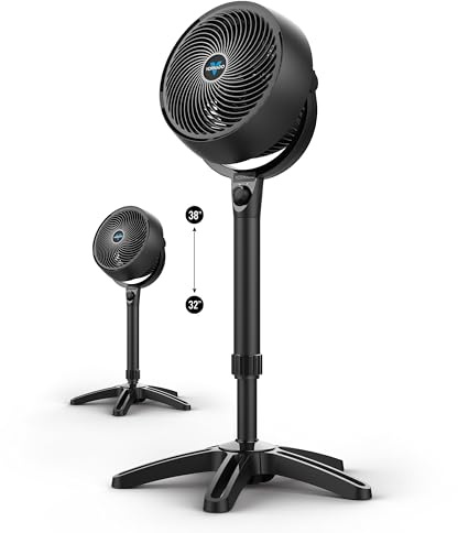 Vornado 683 Medium Pedestal Air Circulator Fan, 3-Speed, 32-38 in Adjustable Height, Whole Room Circulation, Powerful Standing Floor Fan for Bedroom, Home, Office, Black