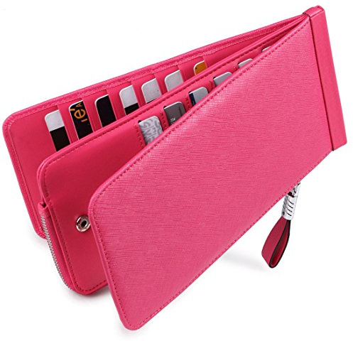 Huztencor Porta carte di credito da donna portafoglio RFID blocco in pelle porta carte borsa