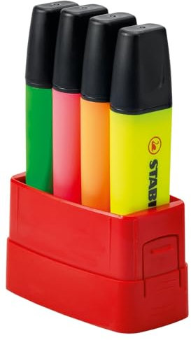 STABILO - Textmarker - BOSS ORIGINAL BOSSparade - 4er Tischset - grün, pink, orange, gelb