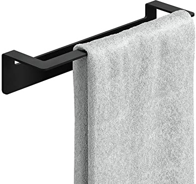 WEISSENSTEIN Handtuchstange Edelstahl ohne Bohren 30cm Schwarz | Handtuchhalter Bad selbstklebend Schwarz