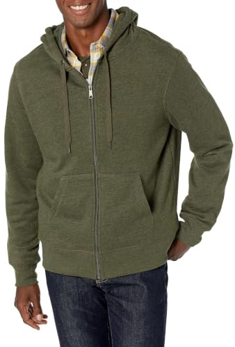 Amazon Essentials Men's Full-Zip Fleece Hoodie Sweatshirt (Available in Big & Tall), Olive Heather, Large