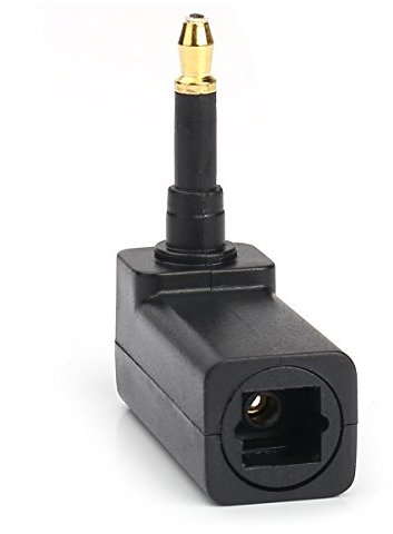 REY Adattatore in fibra ottica da femmina a mini Toslink maschio con angolo di curvatura di 90°, audio digitale