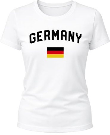 MoonWorks® Damen Deutschland Fan-Shirt T-Shirt Fußball WM EM Fan-Trikot Germany Weiss XXL