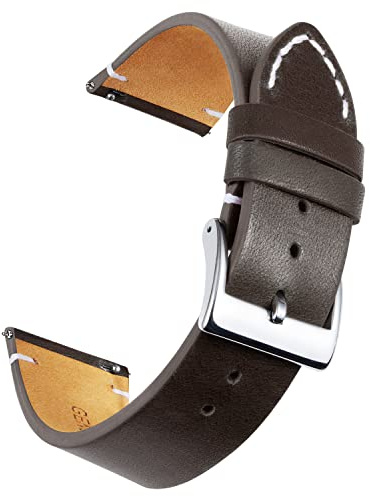 BINLUN Leder Uhrenarmband Schnellverschluss Lederarmband 12mm 14mm 16mm 18mm 20mm 22mm 24mm Uhrenband mit Edelstahl Silber Schnalle Smartwatch Ersatzarmband für Herren Damen