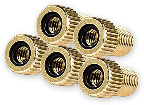 XCOZU 5 Pcs Presta Valve Adapter, Brass Presta to Schrader Adapter Converter/Bike Bicycle Valve Adaptor with O-ring Seal, Inflate Tyre Using Standard Pump or Air Compressor