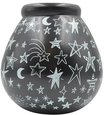 Pot of Dreams Hand Painted Black & White Stars & Moons Save And Smash Handcrafted Ceramic Money Box Piggy Bank | Perfect Decorative Gift and Save for New Toys & Video Games
