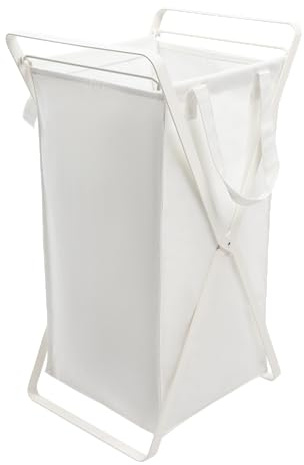 Yamazaki Home Tower Laundry Hamper Clothes Basket With Cotton Liner - Small, 25.2 - Steel + Cotton - 12 Gallons, 45 Liters