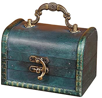 ISAKEN Vintage Holz Schatztruhe Holz Schatzkiste Vintage Hölzerne Schatzkiste mit Code Schloss, Retro Europäischen Schmuck Holzkiste Antike Alte Dekoration Pralinenschachtel Vorratsbehälter