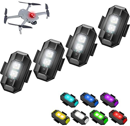4 Stück Strobe Drone Light 7 Farben Led Aircraft Strobe Lights USB-Aufladung Mini-Drohnen-Blitzlichter Strobe Drone Light LED für Drohne Licht Blitzlicht