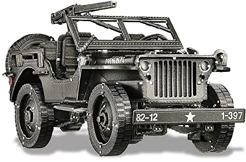 Piececool 3D Puzzles Adult DIY 3D Metal Puzzle Motor Vehicle Model Kits - Willys MB Jigsaw Puzzle - Ideal Christmas and New Year Gift