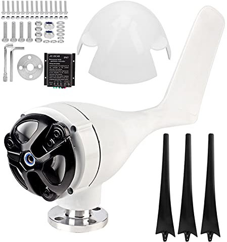Kit Generatore di Turbine Eoliche da 300 W, Kit Generatore Eolico Mini con 3 Pale 12 M/s, Aerogeneratore 12/24/48 V con, Generatori di Corrente (Nero)