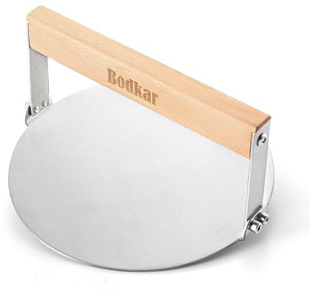 bodkar Smash Burger Press 6 Inch Round Stainless Steel Burger Smasher with Wood Handle Bacon Hamburger Grill Meat Press