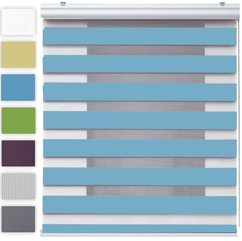 Lamellenvorhang Vertikaljalousie 90 x 300 cm Sichtschutz,Einfache Montage Faltrollo Plisseerollo Jalousie für Türen mit Verstellbarer Kette für Fenster und Türen, Blau