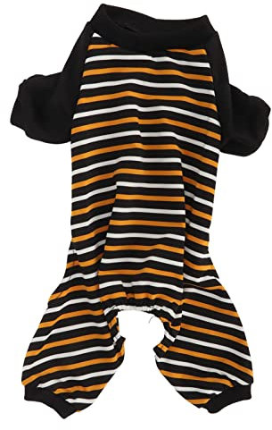JOROBURO Gestreifter Hundepyjama, Weiche, Bequeme Strick-Hauskleidung, Hundekostüme aus Polyestermaterial, Dehnbare Hundebekleidung, Tägliche Kleidung Zum Schlafen, für(S 12‑15cm for 1‑3 Years Old)