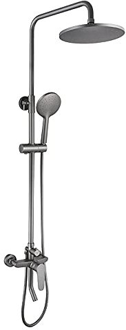 Juego de ducha monomando Juego de ducha para baño Sistema de ducha de pared, juego de grifería de ducha con ducha fija y teleducha de 20 cm, descalcificación automática, barra de ducha ajustable Shao