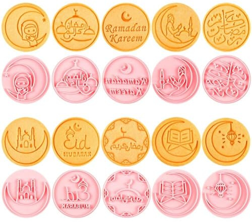 Fopytu Eid Mubarak Cookie Mold 6pcs Ramadan Kareem Cookie Cutter Plastic Islam Muslim Diy Cake Baking Tool Dessert Supplies