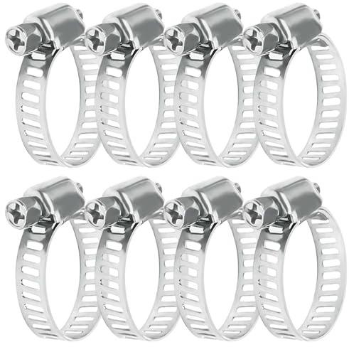 Fascette stringitubo in acciaio inossidabile da 8 pezzi, clip Jubilee regolabili da 25-38 mm, tubi con trasmissione a vite senza fine, fascette fermatubo per lavatrice, tubo di scarico…