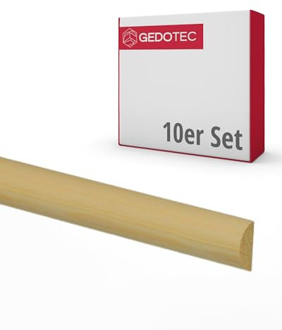 Gedotec Halbrundstab - Holzbretter zum bauen und basteln aus Nadel-Holz 100 cm | 10 Stück 10 mm | BASIC | vielseitige Zierleiste und Holz zum Basteln von verschiedenen Objekten | Holzleisten