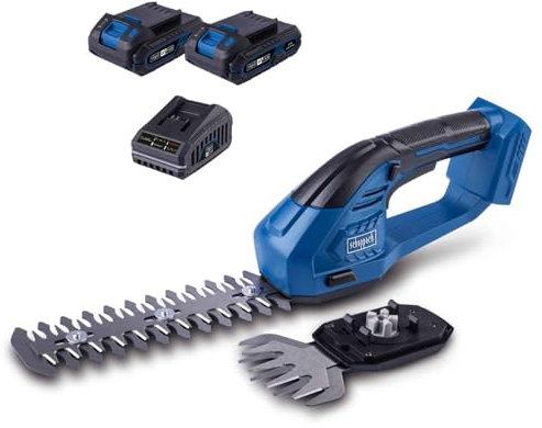 Scheppach Akku-Gras & Strauchschere C-HTGS200-X 20V Grasschere | Schnittbreite (Grasschnittmesser) 90mm | Schnittlänge (Strauchschnittmesser) 200mm | 20V-IXES-Serie | mit 2X 2Ah Akku & Ladegerät