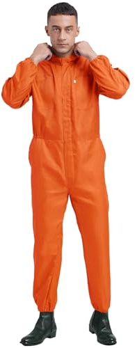 Fldy Mens Work Overalls Boiler Suit Warehouse Garages Workerwear Coveralls Mechanic Uniform Orange M/165