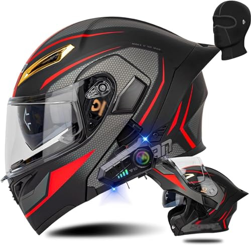 ZHTBATE Casco Integrato Apribile con Interfono Casco Moto Modulare Omologati ECE Bluetooth Caschi Modulari per Uomo Donna con Doppia Visiera Casco Integrale Casco Crash 55-64CM