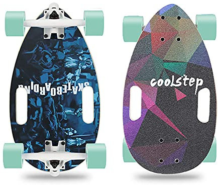 Mini Longboard Anfänger Skateboard, 17 Zoll Komplett Skateboard für Jugendliche und Erwachsene, 8-lagiges Ahorndeck geeignet für Jungen und Mädchen