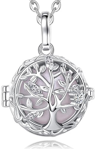 AEONSLOVE Bola Grossesse Collier Arbre de Vie Bijoux Future Maman Femme Enceinte Cadeau (Rose Perlé)