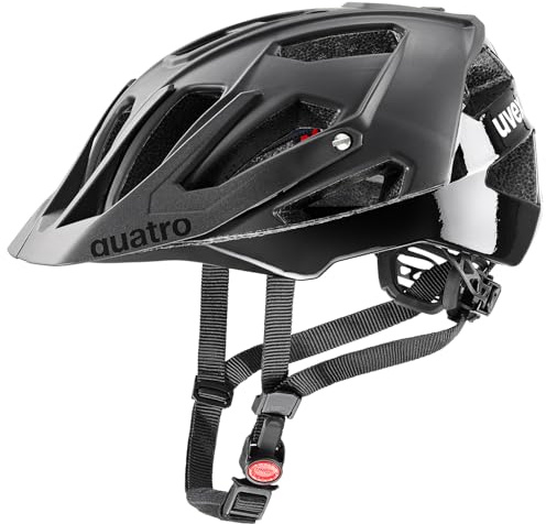 uvex quatro cc - säker mtb-hjälm för kvinnor och män - individuell justerbar passform - justerbart visir - all black matt - 56-61 cm