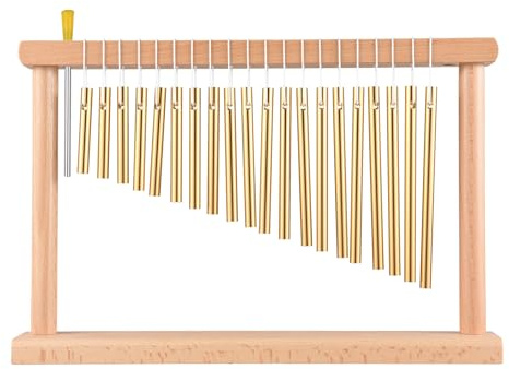 Windspiel-Schlaginstrumente, 20-Noten-Glockenspiel, einreihiges Tisch-Windspiel mit Schlägel für entspannende Meditation, heilender Klang, Desktop-Dekoration (Gold)