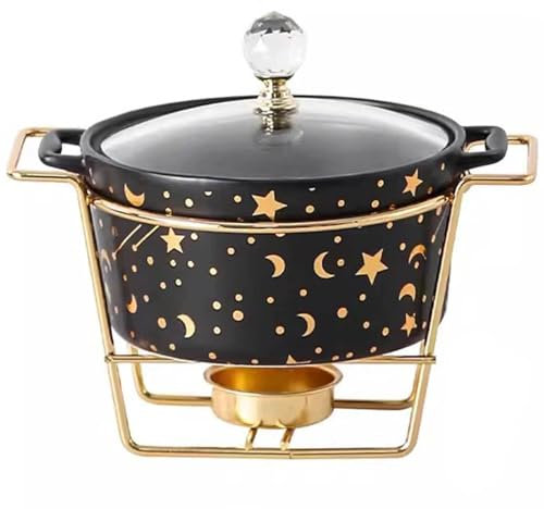XMWOEIX Chafing Dish Buffet-Set Speisenwärmer mit Griff Keramik-Chafing-Dish und Buffetwärmer-Set für Partys, Bankette, Catering-Events,Schwarz