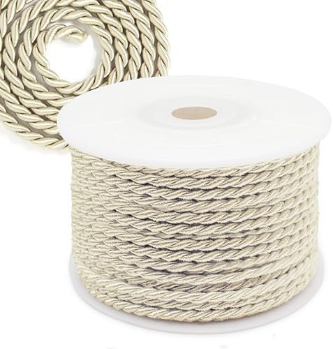 Decoraparty Cordino Avorio da 3 mm, Nastrino Intrecciato Cordoncino per Confezioni Regalo, Festa, Comunione, Battesimo, Cresima, Matrimonio, Creazioni, Rotolo Bobina da 25 metri