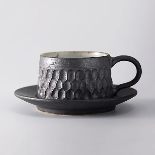 OZWJDY tazze tazze espresso tazze fatte a mano tazze di ceramiche ruvide e piattini semplici macchine per caffè espresso con tazze di arte latte 60ml/2,02 once di tazze da caffè vintage leggere sempli