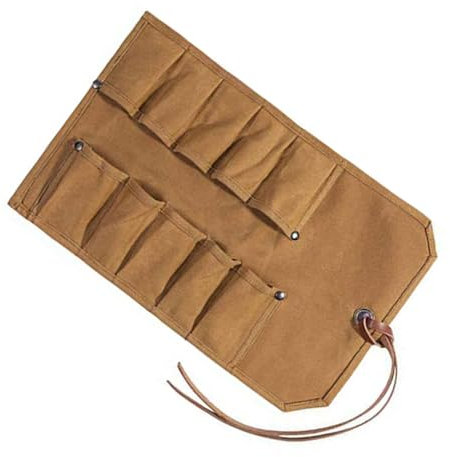 Rdxanc Tool Roll Heavy Duty Waxed Canvas Small Tool Bag Tool Pouches for Chisels Hammer Gouges Pocket Storage Bag Tool Accessor