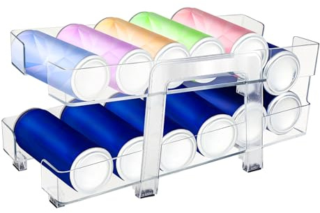 Windfromort Kühlschrank Organizer - 1er Pack - 2-stöckiges Automatisch Rollendes Design für 250ml/330ml Getränkedosen - Transparent - CADDY