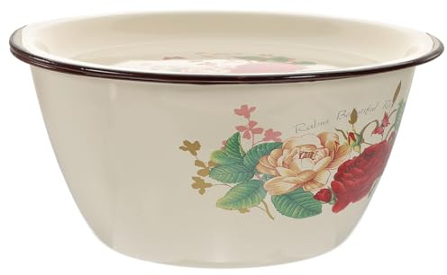 KICHOUSE Vintage Emaille Schüssel Mit Deckel 8.46 Zoll Multifunktionale Küchen Aufbewahrungsbecken Zum Kochen Teig Rühren Obst Und Gemüse Waschen